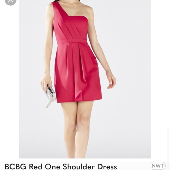 Perfect little red dress BCBG size 6 red one shoulder dress - Picture 2 of 6